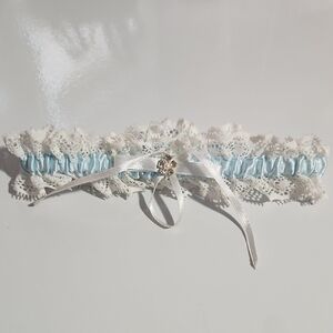 Elegant Blue and White Wedding Lace Garter